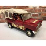 A LARGE BRATZ WINTER ADVENTURE JEEP WITH THREE DOLLS