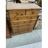 A MODERN PINE CHEST OF TWO SHORT AND FIVE LONG DRAWERS, 31.5" WIDE