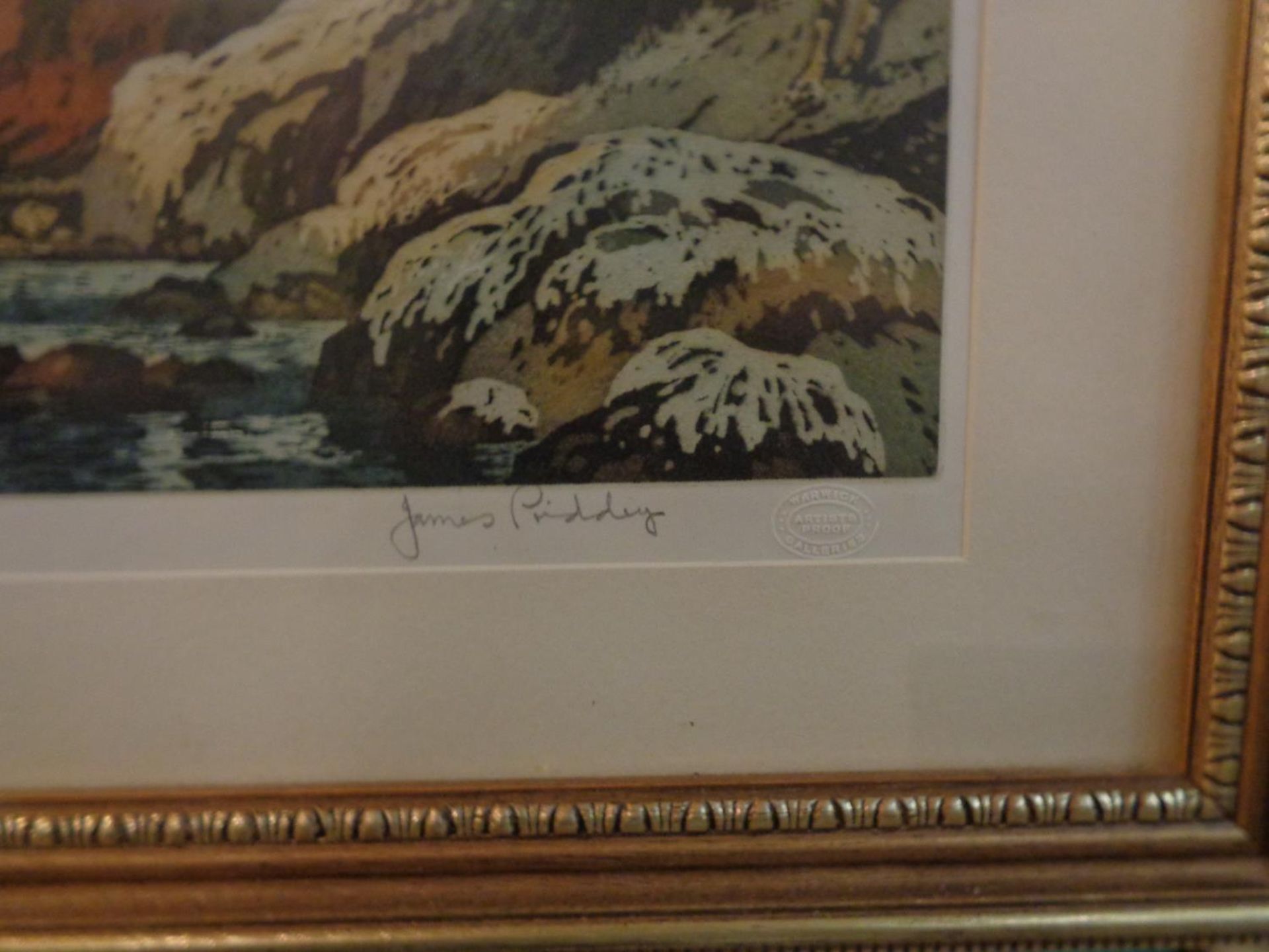A GILT FRAMED PICTURE 'MILLERS DALE, DERBYSHIRE' SIGNED BY JAMES PRIDDEY - Image 3 of 3