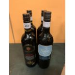 FOUR BOTTLES OF RED WINE TO INCLUDE THREE BOTTLES OF CASTELMARCO MERLOT AND A 2005 RISCAL