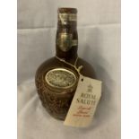 A CHIVAS BROTHERS LTD ROYAL SALUTE 21 YEARS OLD BLENDED SCOTCH WHISKY IN A BROWN SPODE LIQUOR BOTTLE