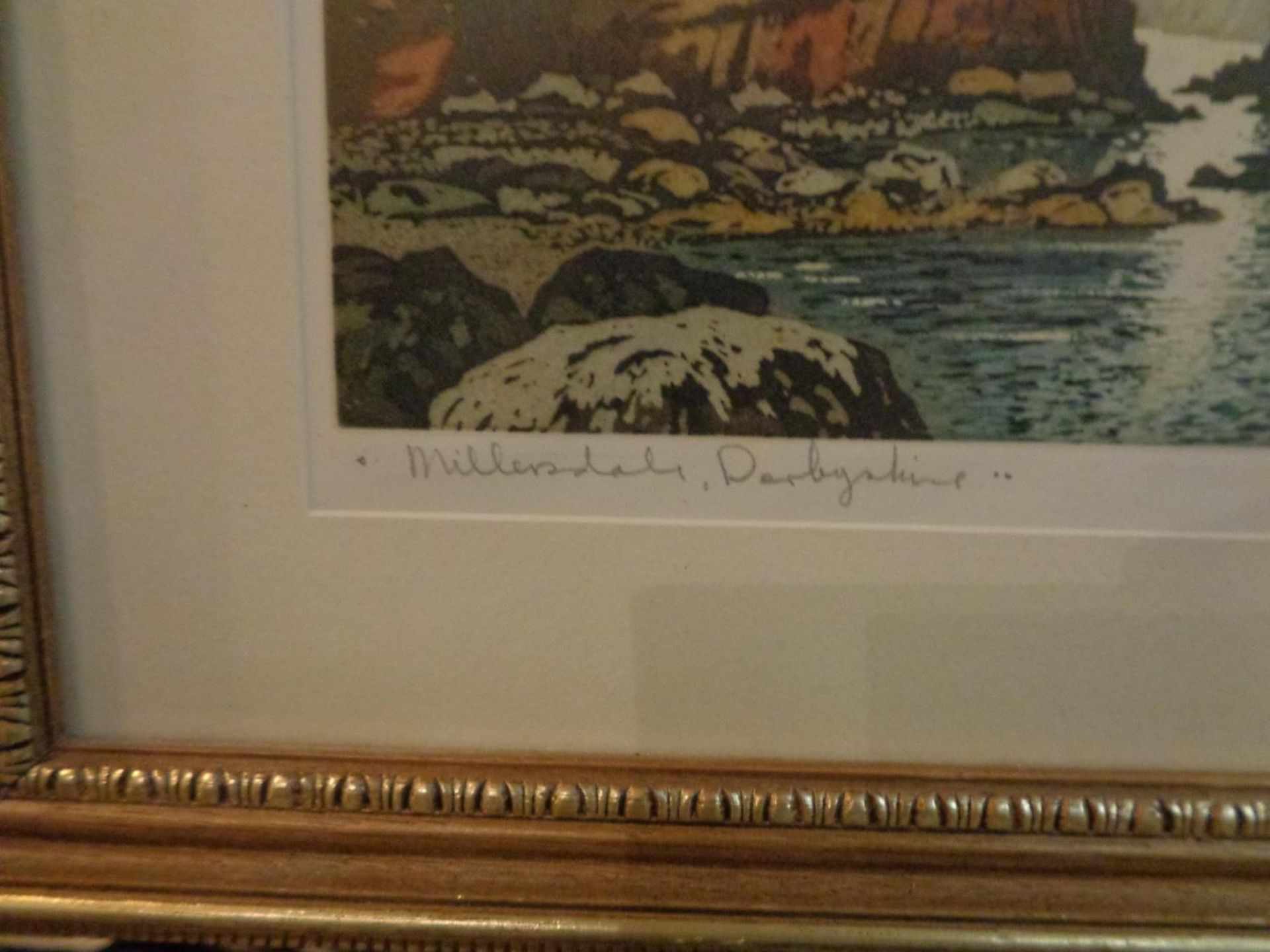 A GILT FRAMED PICTURE 'MILLERS DALE, DERBYSHIRE' SIGNED BY JAMES PRIDDEY - Image 2 of 3