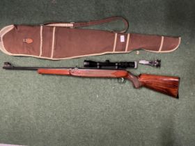 AN ORIGINAL MODEL 50 .22 AIR RIFLE WITH KASSNAR 9 X 40 TELESCOPIC SIGHTS AND FURTHER SIGHT