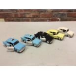 FIVE DIECAST SAICO FORD ANGLIA MODELS 1:32 SCALE