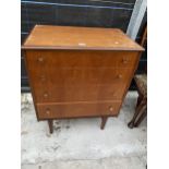 A RETRO TEAK CHEST OF FOUR DRAWERS, 30.5" WIDE