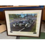 A FRAMED LIMITED EDITION PRINT 299/750 OF A BENTLEY INVINCIBLE - LE MANS 2003 BELIEVED TO BE