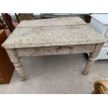 A VICTORIAN PINE KITCHEN TABLE, 46 X 35"
