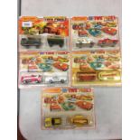 FIVE BOXED MATCHBOX TWO PACK SETS OF MODEL VEHICLES TO INCLUDE HOVERCRAFT, JEEP, FIRE TENDER ETC