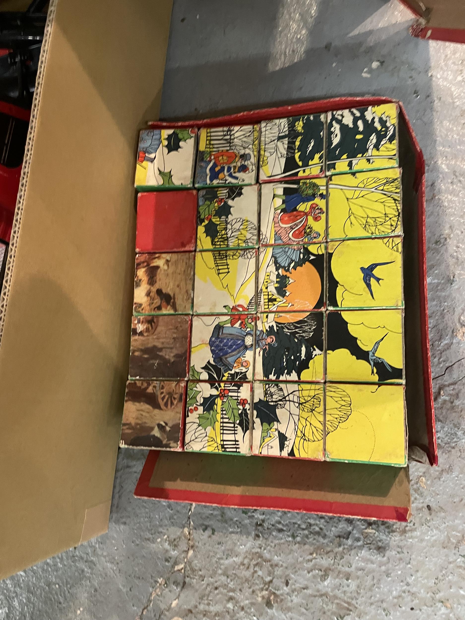 A BOX OF VINTAGE PUZZLE BLOCKS - Image 2 of 2