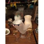 A QUANTITY OF CERAMICS TO INCLUDE VASES, GLASSES, ETC