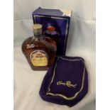 A BOXED CROWN ROYAL THE LEGENDARY BLENDED CANADIAN WHISKY FINE DE LUXE 1 LITRE IN PURPLE JACKET