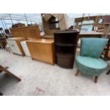 THREE MODERN CUPBOARDS, CORNER UNIT AND A BEDROOM CHAIR