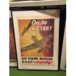 A FRAMED PROPOGANDA WW11 POSTER RECRUITING FOR AIR CREWS