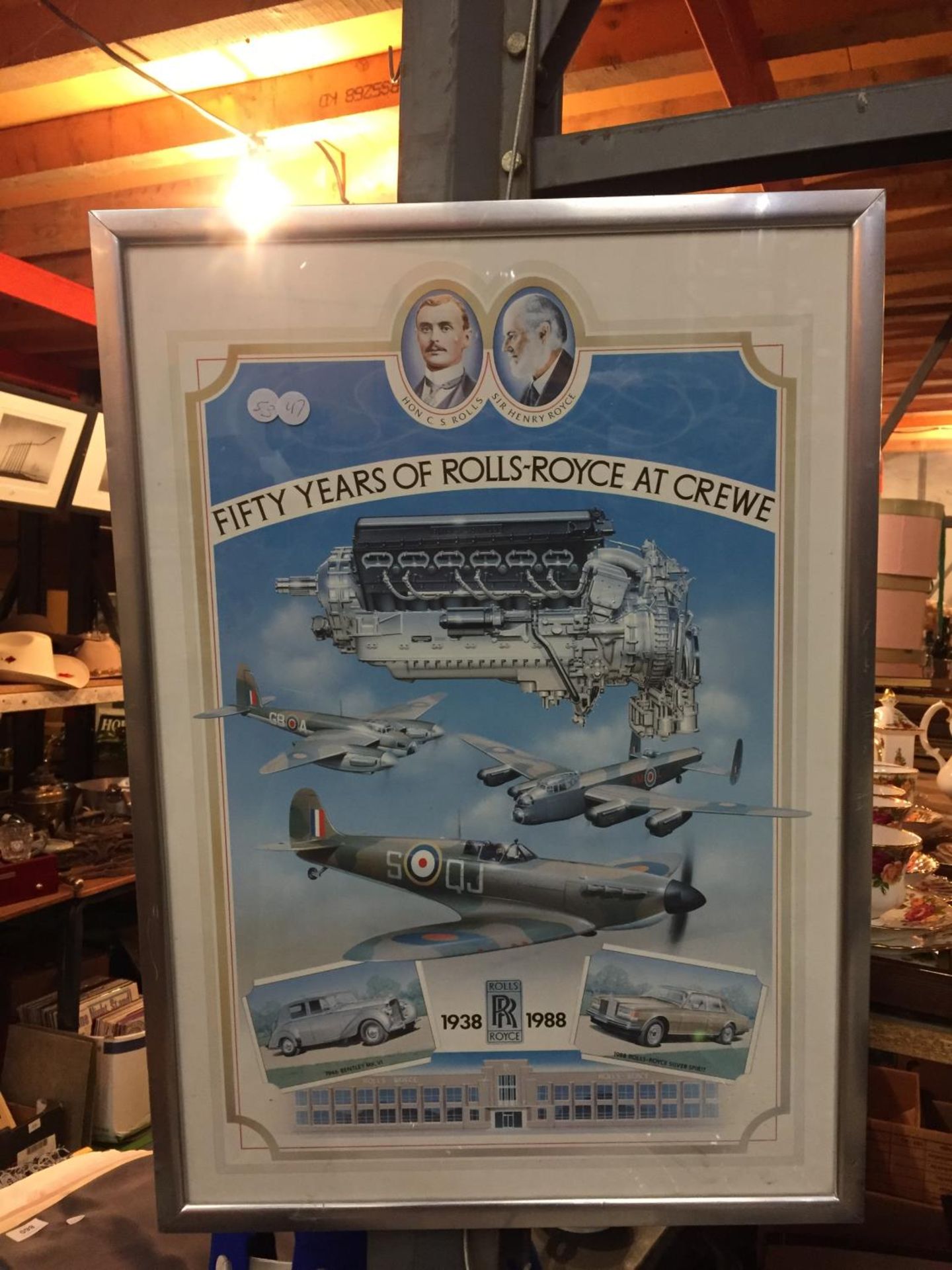 A FRAMED 'FIFTY YEARS OF ROLLS-ROYCE AT CREWE' RAF PICTURE