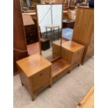 A RETRO TEAK LOUGHBOROUGH DRESSING TABLE ENCLOSING FIVE DRAWERS, THE THREE BASE DRAWERS INSET WITH