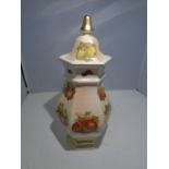 A PALISSY HEXAGONAL LIDDED VASE IN A FRUIT DESIGN