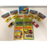 NINE BOXED AND TWO UNBOXED MATCHBOX VEHICLES - ALL MODEL NUMBER 1 OF VARIOUS ERAS AND COLOURS -
