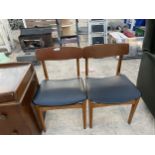 TWO RETRO TEAK DINING CHAIRS