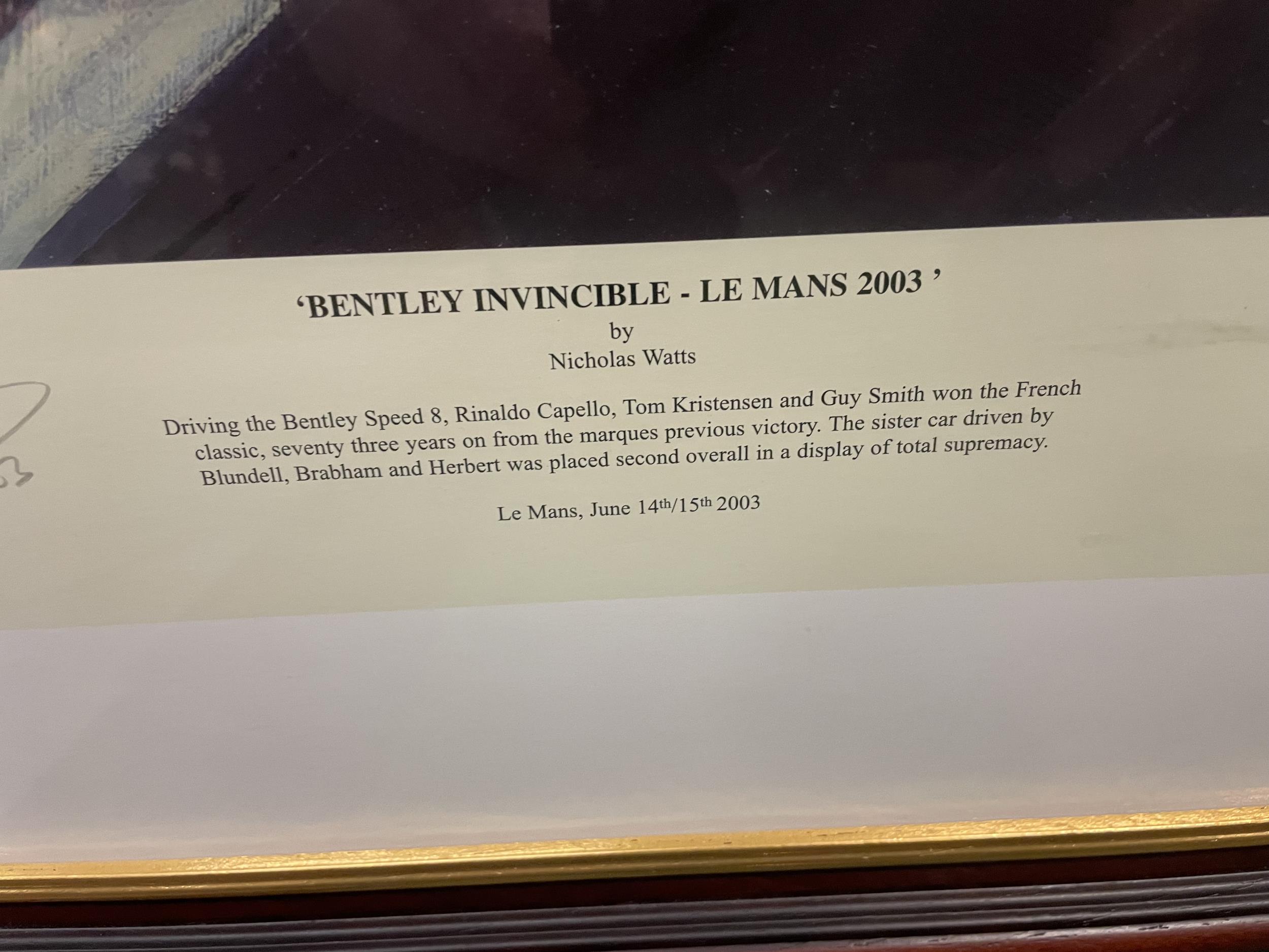 A FRAMED LIMITED EDITION PRINT 299/750 OF A BENTLEY INVINCIBLE - LE MANS 2003 BELIEVED TO BE - Image 2 of 6