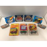 NINE BOXED AND ONE UNBOXED MATCHBOX VEHICLES - ALL MODEL NUMBER 3 OF VARIOUS ERAS AND COLOURS -