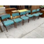 A SET OF SIX RETRO TEAK DINING CHAIRS