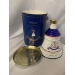 A BELL'S OLD SCOTCH WHISKY 1988 PRINCESS BEATRICE ROYAL DECANTER IN DECORATIVE LIDDED BARREL 43%