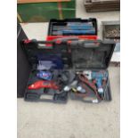 A BLACK AND DECKER DRILL, A PARKSIDE MULTITOOL AND A TOOL BOX WITH VARIOUS TOOLS ETC