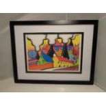 A LORNA BAILEY FRAMED PRINT 'BURSLEM BOTTLE OVEN SCENE'