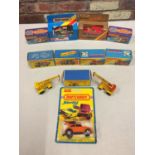 TEN BOXED AND TWO UNBOXED MATCHBOX VEHICLES - ALL MODEL NUMBER 11 OF VARIOUS ERAS AND COLOURS -