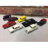 EIGHT DIECAST CLASSIC VEHICLES BY CORGI, OXFORD ETC TO INCLUDE MK1 CORTINAS, MORRIS VANS, MGB 1:43