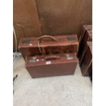 TWO VINTAGE LEATHER TRAVEL CASES