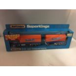 A BOXED MATCHBOX K31 SUPER KINGS FORD TRANSCONTINENTAL WAGON AND TRAILER - SUNKIST