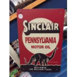 A SINCLAIR PENNSYLVANIA MOTOR OIL TIN SIGN