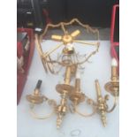 A COLLECTION OF THREE GILT LIGHT FITTINGS