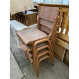 FOUR BENTWOOD STACKING CHAIRS