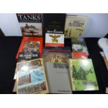 SIXTEEN ASSORTED BOOKS ON NAZI GERMANY, JERSEY OCCUPATION, TANKS, POSTERS ETC