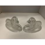 TWO GLASS ORNAMENTAL DOGS, POSSIBLY ST BERNARDS