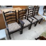 FOUR MODERN LADDERBACK DINING CHAIRS