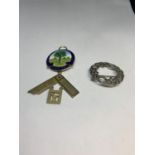 A SILVER BROOCH AND MASONIC MEDAL