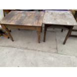 A PINE KITCHEN TABLE AND ONE OTHER