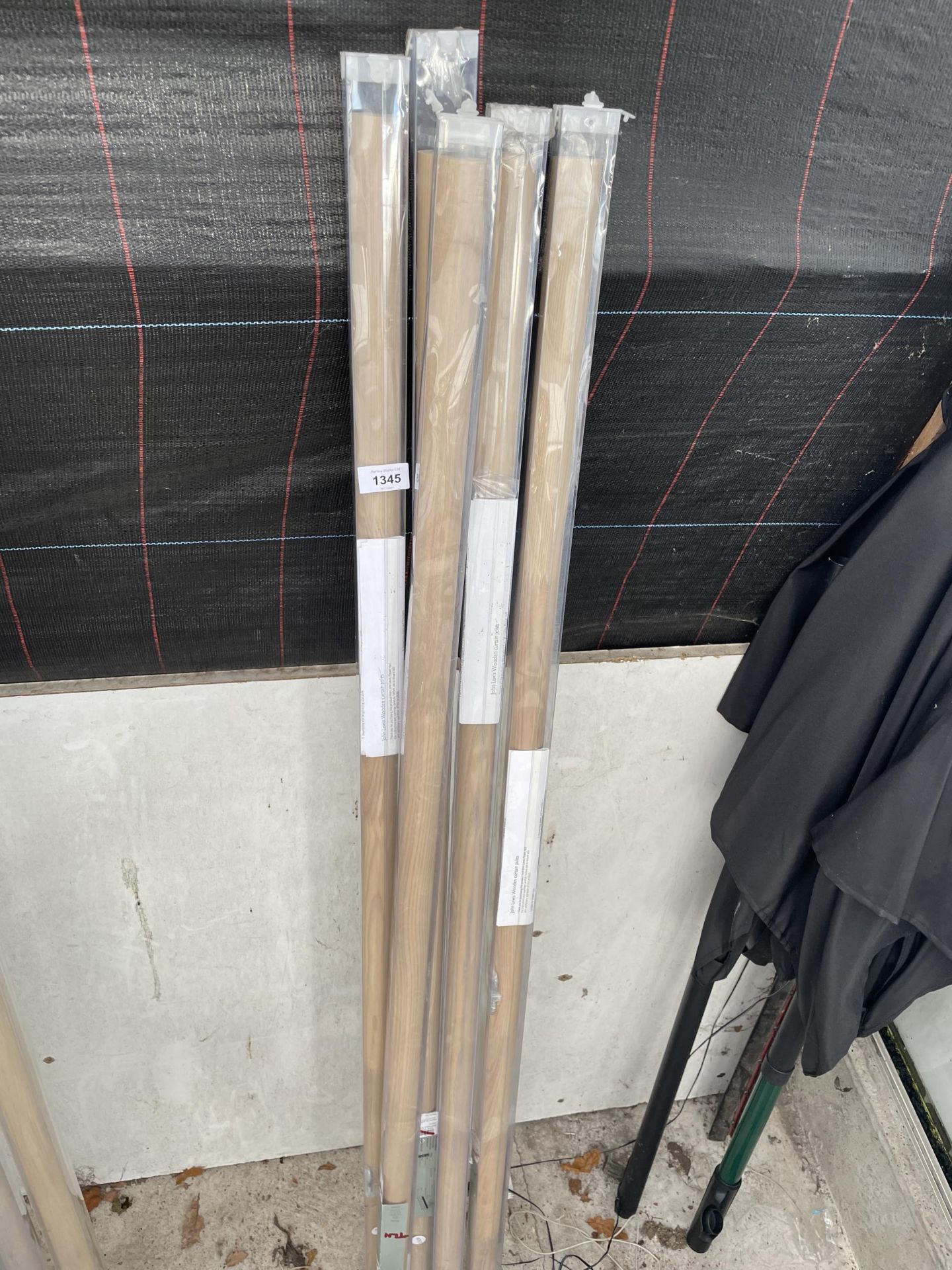 A GROUP OF FIVE JOHN LEWIS 35MM BALA CURTAIN POLES (L:150CM)