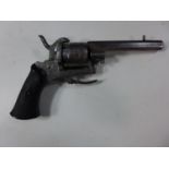 A 7.65 CALIBRE SIX SHOT PINFIRE REVOLVER, 9CN BARREL, FOLDING TRIGGER