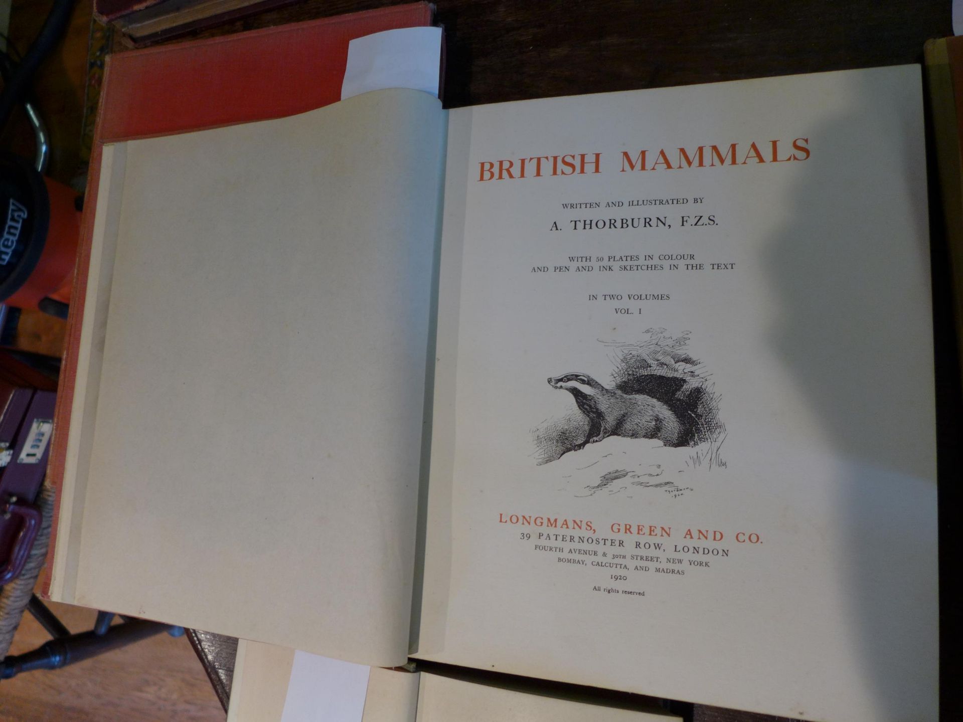ARCHIBALD THORBURN ' BRITISH MAMMALS', TWO VOLUMES, LONDON 1920, 'ARTISTIC ANTOMY OF MAMMALS' LONDON
