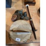 A COLLECTION OF MUSICAL INSTRUMENTS TO INCLUDE A HARDWOOD BAGPIPE SECTION BY J. ROBERTSON,