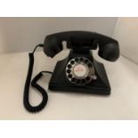 A VINTAGE STYLE ROTARY DIAL TELEPHONE IN MATT BLACK