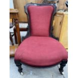 A VICTORIAN WALNUT NURING CHAIR A/F