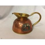 A COPPER AND BRASS 19TH ALEXANDER HUSSARS JUG