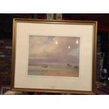 A FRAMED WATERCOLOUR OF LUCY LADY WILLIAMS SEA SCAPE "COSTAL VIEW"