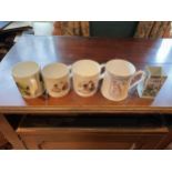 A COLLECTION OF CERAMIC MUGS TO INCLUDE OVER PEOVER 2000, ETC AND A CHINESE SPILL VASE