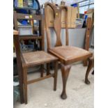 A QUEEN ANNE STYLE CHAIR AND BEDROOM CHAIR